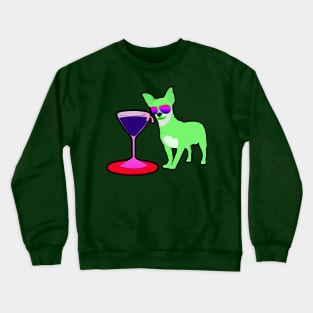 Green Chihuahuas and Champagne Crewneck Sweatshirt